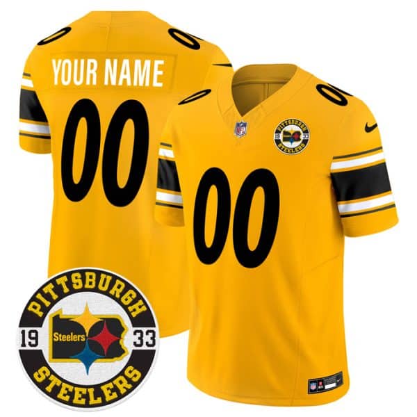 Mens Pittsburgh Steelers Throwback 1933 Patch yellow Vapor Limited All Stitched Jersey