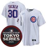 Chicago Cubs #30 Kyle Tucker White 2025 World Tour: Tokyo Series Home Stitched Jersey