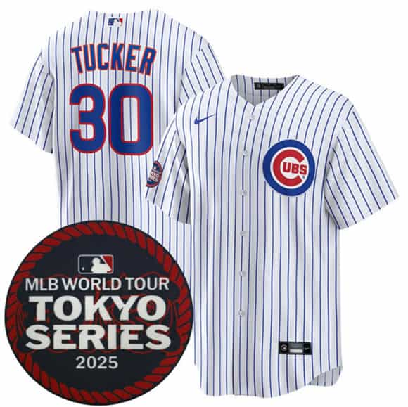 Chicago Cubs #30 Kyle Tucker White 2025 World Tour: Tokyo Series Home Stitched Jersey