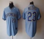 Brewers #23 Rickie Weeks Light Blue Cooperstown Stitched Jersey