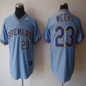 Brewers #23 Rickie Weeks Light Blue Cooperstown Stitched Jersey