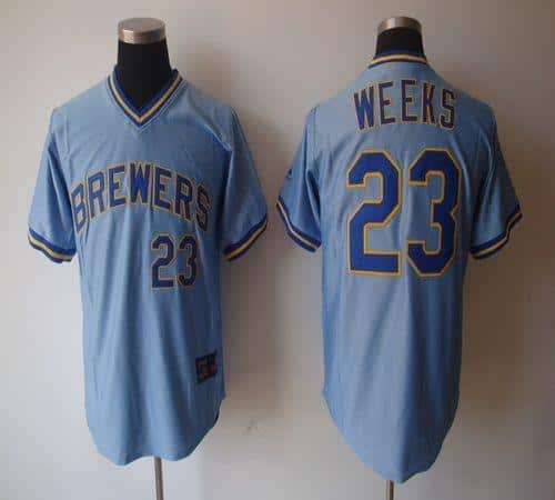 Brewers #23 Rickie Weeks Light Blue Cooperstown Stitched Jersey