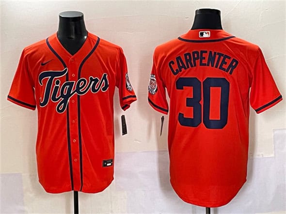 Detroit Tigers #30 Kerry Carpenter Orange With Patch Cool Base Stitched Jersey