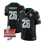Philadelphia Eagles #26 Saquon Barkley Black 2025 Eagles Logo Super Bowl LIX Patch New F.U.S.E. Vapor Untouchable Limited Stitched Jersey