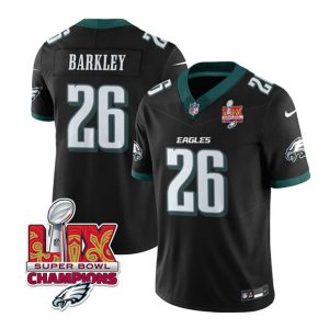 Philadelphia Eagles #26 Saquon Barkley Black 2025 Eagles Logo Super Bowl LIX Patch New F.U.S.E. Vapor Untouchable Limited Stitched Jersey