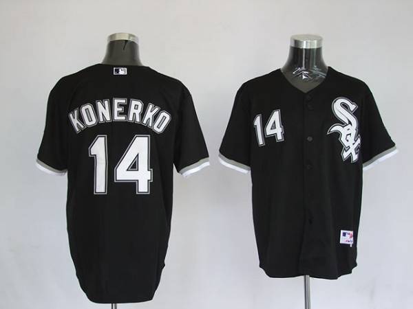 White Sox #14 Paul Konerko Stitched Black Jersey