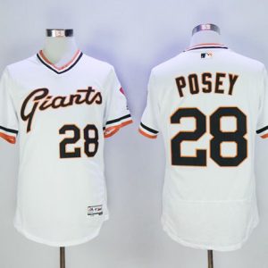 Giants #28 Buster Posey White Flexbase Authentic Collection Cooperstown Stitched Jersey