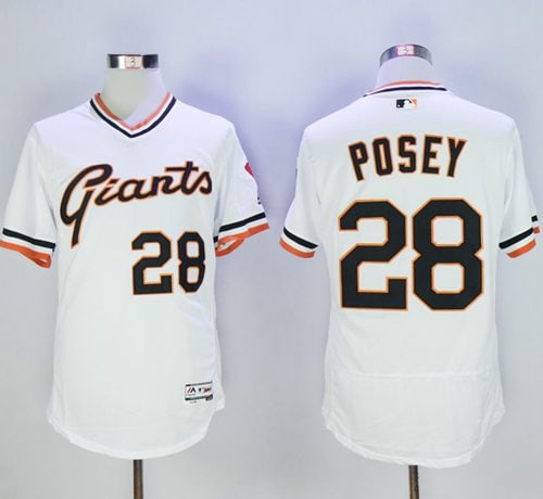 Giants #28 Buster Posey White Flexbase Authentic Collection Cooperstown Stitched Jersey