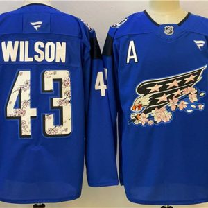 Washington Capitals #43 Tom Wilson Blue Cherry Blossom With A Patch Stitched Jersey