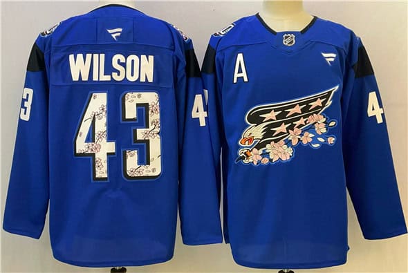 Washington Capitals #43 Tom Wilson Blue Cherry Blossom With A Patch Stitched Jersey