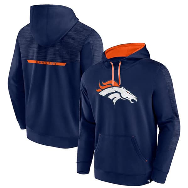 Denver Broncos Navy Defender Evo Pullover Hoodie