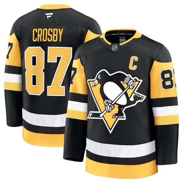 Pittsburgh Penguins #87 Sidney Crosby Black 2024-25 Home Stitched Jersey