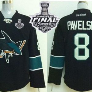 Sharks #8 Joe Pavelski Black 2016 Stanley Cup Final Patch Stitched Jersey