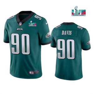 Philadelphia Eagles #90 Jordan Davis Green Super Bowl LVII Patch Vapor Untouchable Limited Stitched Jersey