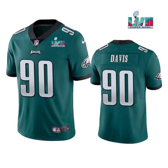 Philadelphia Eagles #90 Jordan Davis Green Super Bowl LVII Patch Vapor Untouchable Limited Stitched Jersey