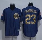Cubs #23 Ryne Sandberg Denim Blue Salute To Service Stitched Jersey