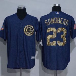 Cubs #23 Ryne Sandberg Denim Blue Salute To Service Stitched Jersey