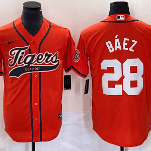 Detroit Tigers #28 Javier B¨¢ez Orange Cool Base Stitched Jersey