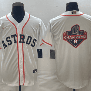 Houston Astros White 2023 Gold Collection With World Serise Champions Patch Team Big Logo Cool Base Stitched Jersey