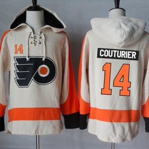 Flyers #14 Sean Couturier Cream Sawyer Hooded Sweatshirt Stitched Jersey