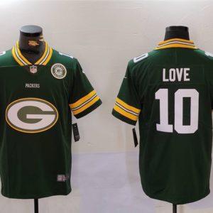 Green Bay Packers #10 Jordan Love Green Big Logo With Patch Vapor Limited Stitched Jersey