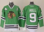 Blackhawks #9 Bobby Hull Green Stitched Jersey