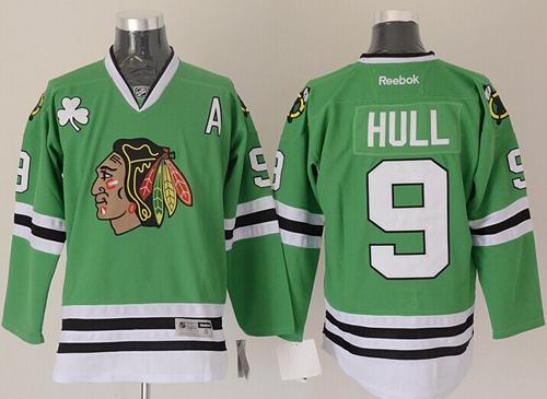 Blackhawks #9 Bobby Hull Green Stitched Jersey