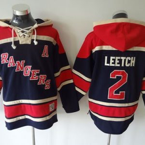 Rangers #2 Brian Leetch Navy Blue Sawyer Hooded Sweatshirt Stitched Jersey