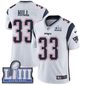 New England Patriots #33 Jeremy Hill White Super Bowl LIII Vapor Untouchable Limited Stitched Jersey