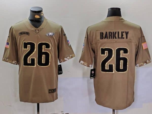 Philadelphia Eagles #26 Saquon Barkley Camo Salute To Service Limited Stitched Jersey