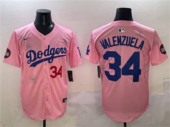Los Angeles Dodgers #34 Fernando Valenzuela Pink 2025 Tokyo Series Limited Stitched Jersey