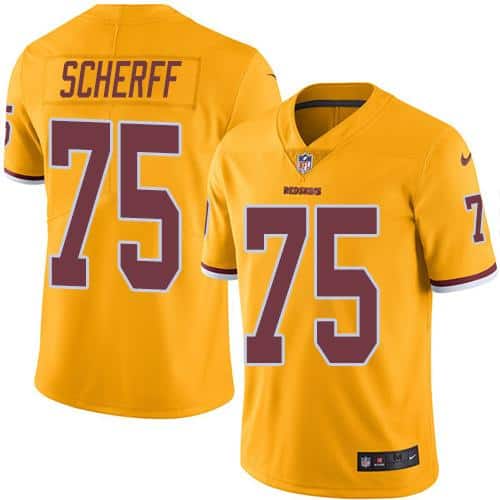 Redskins #75 Brandon Scherff Gold Stitched Limited Rush Nike Jersey