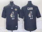 New Orleans Saints #4 Derek Carr Black Statue Of Liberty Limited Stitched Jersey