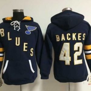 St. Louis Blues #42 David Backes Navy Blue Old Time Heidi NHL Hoodie