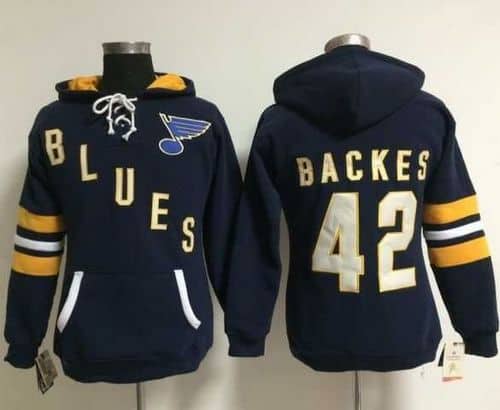 St. Louis Blues #42 David Backes Navy Blue Old Time Heidi NHL Hoodie