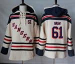 Rangers #61 Rick Nash Cream Sawyer Hooded Sweatshirt Stitched Jersey