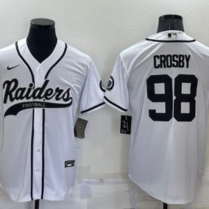 Las Vegas Raiders #98 Maxx Crosby White Cool Base Stitched Baseball Jersey
