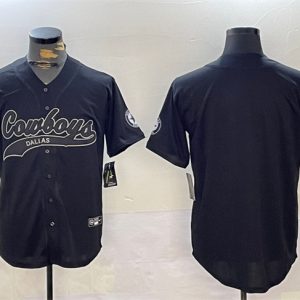 Dallas Cowboys Blank Black With Patch Cool Base Stitched Jersey