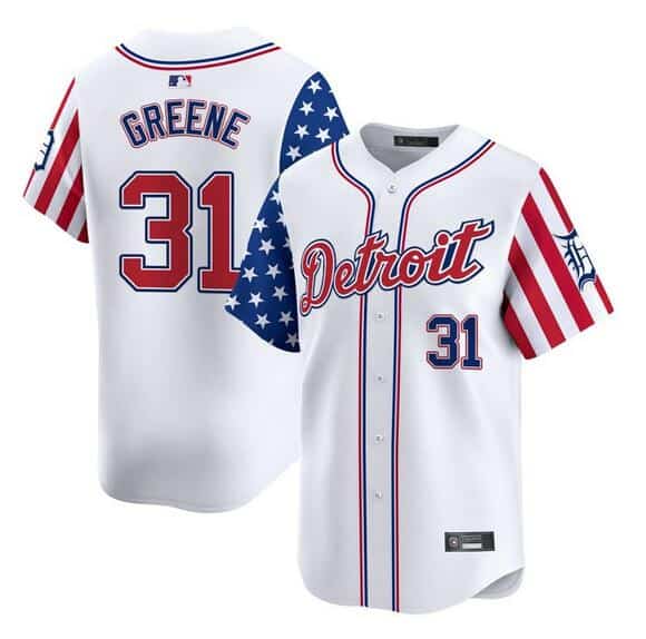 Detroit Tigers #31 Riley Greene White 2025 Independence Day Vapor Premier Limited Stitched Jersey