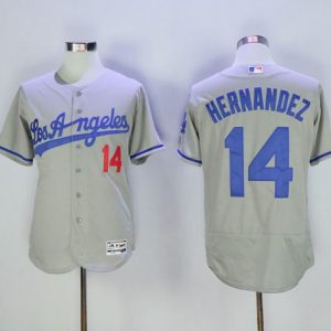 Dodgers #14 Enrique Hernandez Grey Flexbase Authentic Collection Road Stitched Jersey
