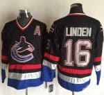 Canucks #16 Trevor Linden Black Blue CCM Throwback Stitched Jersey