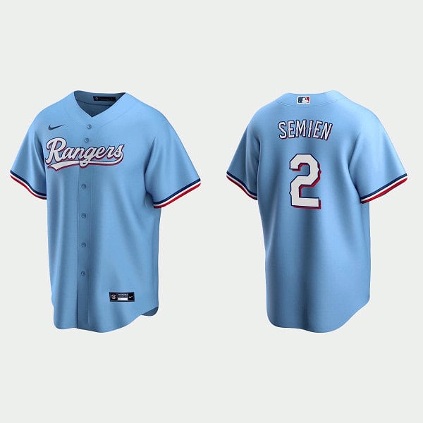 Texas Rangers #2 Marcus Semien Light Blue Cool Base Stitched Baseball Jersey