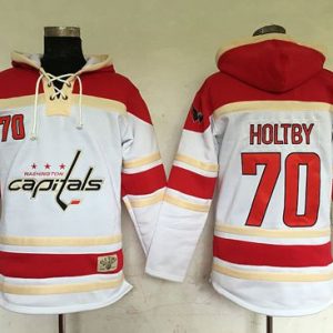 Capitals #70 Braden Holtby White Sawyer Hooded Sweatshirt Stitched Jersey