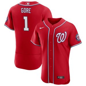 Washington Nationals #1 MacKenzie Gore Red Flex Base Stitched Jersey