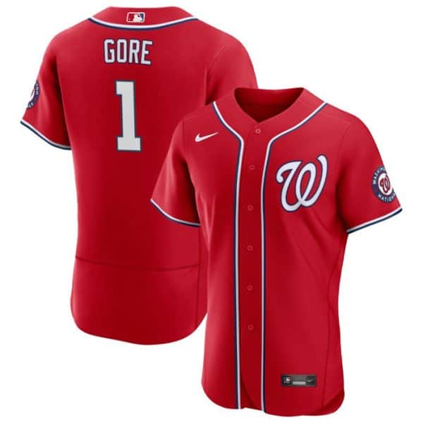 Washington Nationals #1 MacKenzie Gore Red Flex Base Stitched Jersey