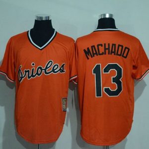 Orioles #13 Manny Machado Orange Cooperstown Stitched Jersey