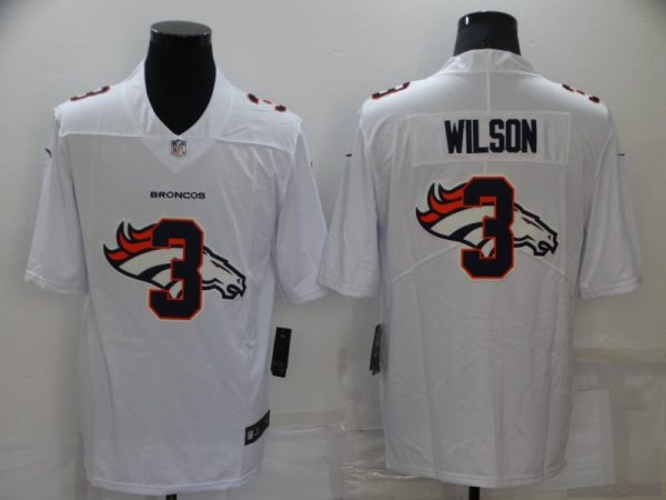 Denver Broncos #3 Russell Wilson White Shadow Logo Limited Stitched Jersey