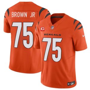 Cincinnati Bengals #75 Orlando Brown Jr. Orange 2024 F.U.S.E With 1-Star C Patch Vapor Untouchable Limited Stitched Jersey