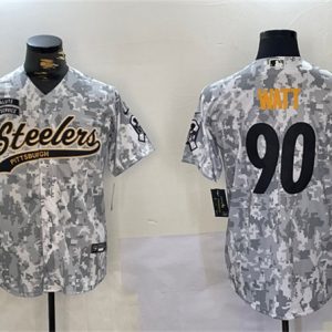 Pittsburgh Steelers #90 T.J. Watt 2024 Arctic Camo Salute To Service Stitched Jersey