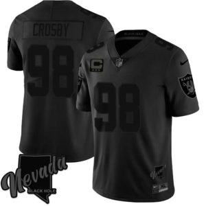 Las Vegas Raiders #98 Maxx Crosby Balck 3-Star C Patch Vapor Untouchable Stitched Jersey